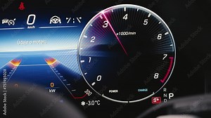 Digital tachometer measure working speed of engine, car in parking mode