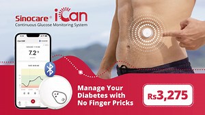 🌟 Introducing iCAN by Sinocare, the NEW Continuous Glucose Monitoring (CGM) System designed to simplify life for all individuals with diabetes. Experience the ease of continuous glucose monitoring with iCAN. Easy to apply, comfortable to wear, and offering real-time tracking, it's the smart choice for diabetes care. Price: Rs3,275 👍 Key Features: ✅ 3-minute real-time connectivity ✅ Water resistance up to 8 feet for 2 hours ✅ 15-day wear life ✅ Alerts for personalized glucose levels ✅ iCAN CGM 