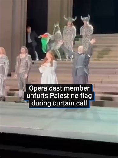 A performer used a curtain call to wave a Palestinian flag on the stage of the Royal Opera House. The protest took place at the end of a performance of Giuseppe Verdi’s il Trovatore on Saturday night, while the rest of the cast were taking their bows and receiving applause. Footage of the incident showed ROH’s director of opera Oliver Mears step out on to the stage and mount an unsuccessful attempt to grab the green, white and red flag from the dancer. Other staff members standing in the wings a