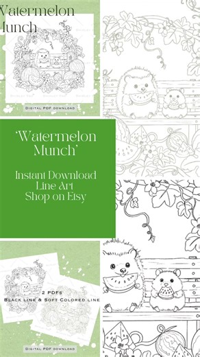 🍉Bring summer fun to life with this adorable coloring page! #coloringpages #coloringbook