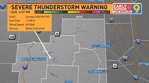 The National Weather Service has issued a Severe Thunderstorm Warning for Columbiana, Carroll, Jefferson, until 3/16 6:45PM. For a look at the current radar . . . wtov9.com/weather/radar | Jeff Oechslein - NEWS9