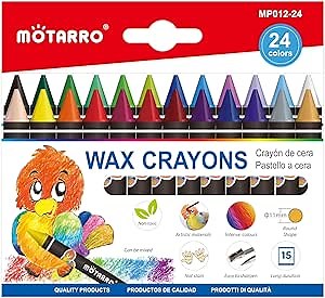 Wax Crayons Classic Colors for Kids, School Crayons, Assorted Colors - 24 Pack Per Box