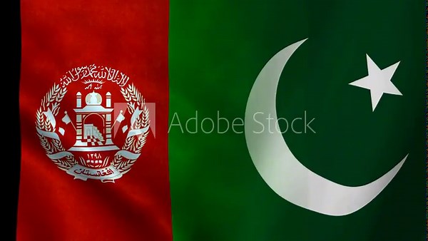 The flags of Afghanistan and Pakistan: Symbols of regional geopolitics and bilateral cooperation, political conflict, and economic relations.