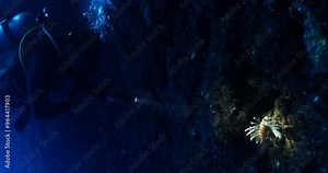 cave diving underwater exploring caves ocean scenery sun beams and rays background scuba divers to explore