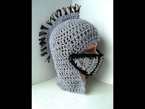 DIY knight's helmet hat free crochet tutorial, King Arthur's Court, VIKING HAT, Gladiator, Halloween
