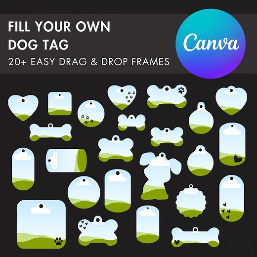 Design Your Own Dog Tag on Canva, Dog Tag Template, Drag and Drop Canva Frames, Dog Tag Mockup, Editable Canva Dog Templates, Print Template - Etsy