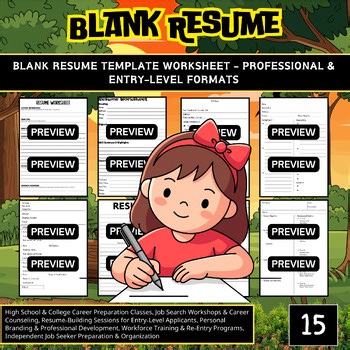 Blank Resume Template Worksheet - Professional & Entry-Level Formats