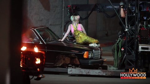 Margot Robbie Films an Action Stunt Scene For 'Birds of Prey' in Downtown LA