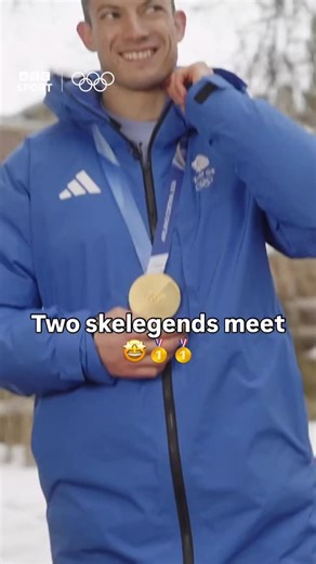 Too many gold medals in one video 🔥 Matt Weston bumped into double Olympic champion Lizzy Yarnold the day after his skeleton win ❤️ | BBC Sport