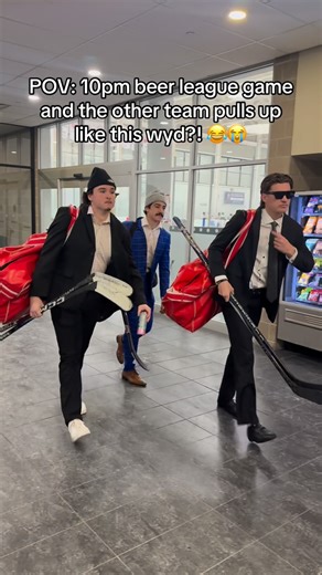 Hockeybenders on Instagram: "10pm beer league hockey game and the other team comes out like this wyd?! 😂😳 #hockeyplayer #hockey #hockeybenders #hockeyplayers #hockeylife #hockeygame #hockeylife #beerleague #mensleaguehockey"