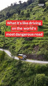 The perils of driving a #truck on a 10-foot-wide mountain road. #dangerousroads #himalayas | Business Insider