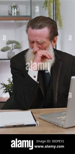 Inefficient tired senior businessman working sleeping on laptop computer with eyes stickers on face at office workplace desk. Elderly lazy manager freelancer man. Business old people cheating to sleep Stock Video Footage - Alamy