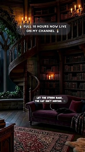 Sleep Ambience ⛈️ Thunderstorm for Sleep, Sleeping Cat, Rain Sounds, & Fireplace for Deep Sleep