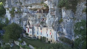 Drone view of Medieval Fortified House of Reignac Museum in Tursac, France