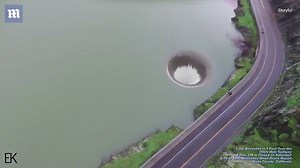 Drone captures 'Glory Hole' spillway at Lake Berryessa overflowing