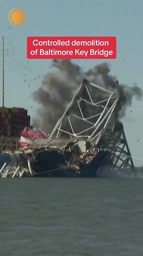 12K views · 81 reactions | A controlled explosion Monday night broke up a chunk of the Francis Scott Key Bridge that was lying on top of the cargo ship that knocked it down seven weeks ago. | CBS Mornings | Facebook