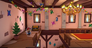 Paper Mario The Origami King: How to Get On the Roof of the Mansion in Toad Town