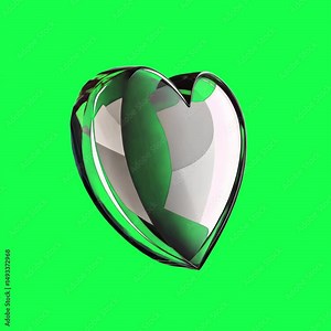 Transparent heart animation, transparent 4K video, green screen