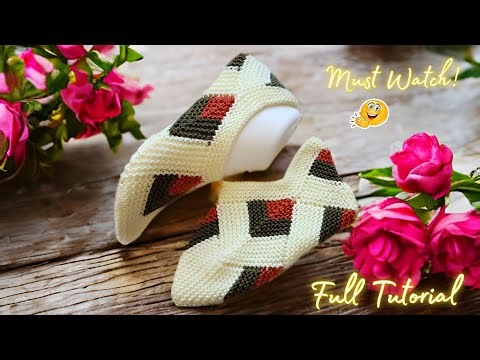 Brand New! step by step guide to knit this designer shoe !😍 | Knitting socks in hindi/urdu ❤️