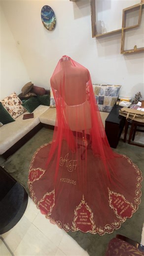 Sphinx _by Shweta Chaklader on Instagram: "Such a beautiful thought, to get your promises and vows printed on the tail of your veil. Our hand work makes the vows eternal when embroidered on the veil. Bridal veil, bridal vows, bridal entry, bridal dupatta, hand embroidered veil, red veil, Indian bride, Indian bridal #bridalentry #bridesofindia #indianbridesworldwide #bridalveils #bridalveil #bridesessentials #nikahdupatta #desibride #bridallook"