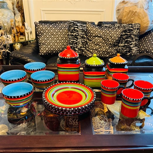 Gibson Elite Pueblo Springs Dinnerware Set: 46-piece Colorful Stoneware - Etsy