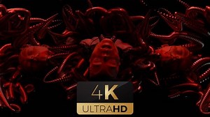 Futuristic Biomechanical Heads with Pulsating Red Tentacles