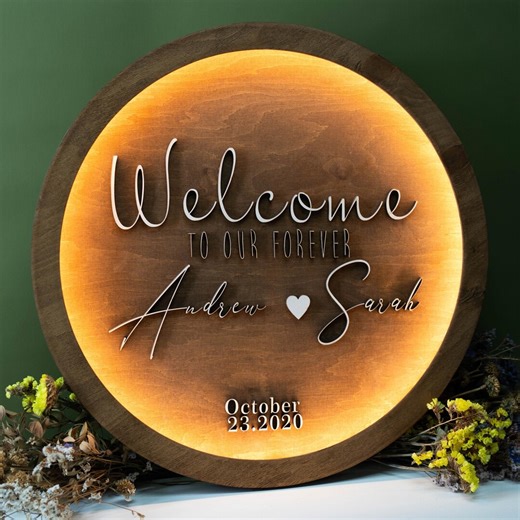 Battery Operated Wooden Wedding Decor With LED Backlight - Etsy