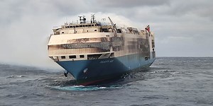 Salvage Crews Set to Board Burning Ship Carrying Luxury-Car Payload