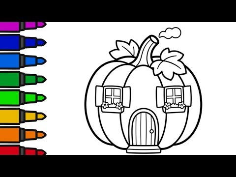 🎃How To Draw a Cute Halloween Pumpkin House 🎃🏠 | Halloween Drawing & Coloring for Kids 🎨✨