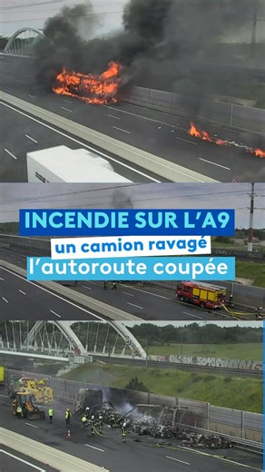 🚒 Incendie. Un camion est en feu sur l'autoroute, la circulation très compliquée sur l'A9 en direction de Montpellier. Article à lire sur France 3 Occitanie 📲 #incendie #accident #autoroute #A9 | France 3 Occitanie