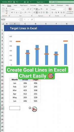 Stop Using Basic Charts 😎 Use This Excel Trick👉 Target Line Chart in Excel #Shorts