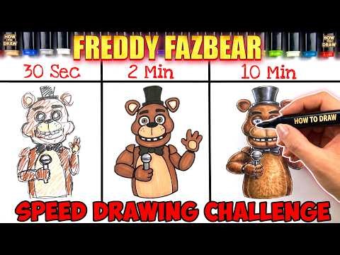 How to Draw Freddy Fazbear 🐻 | FNAF Speed Drawing Challenge | PRO vs NOOB Marker Tutorial