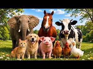 16 Cute Animal Sounds for Kids 🐱🐮 | Learn Animal Names and Sounds Cat , Cow , Duck |AnimalsForKids