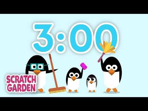 The Three-Minute Clean Up Timer Song | 3 Minute Count Down | Scratch Garden
