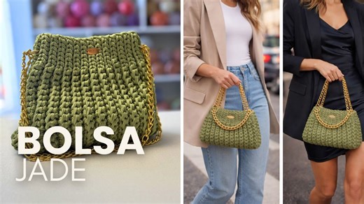 Bolsa Jade de crochê com fio Plissé lançamento Fischer fios / tutorial para iniciantes