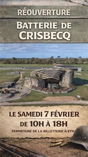 🚨 C’est officiel : la Batterie de Crisbecq rouvre ses portes ! 🚨 📆 Dès le 7 février, venez (re)découvrir ce site historique majeur, témoin de la Seconde Guerre mondiale. Entre bunkers, histoire et panorama exceptionnel, le passé reprend vie. 📍 Un lieu incontournable pour les curieux, les passionnés et les familles. 💥 Rendez-vous à Crisbecq ! #Ouverture #Crisbecq #HistoireVivante #PatrimoineNormand #WWII | Batterie Crisbecq