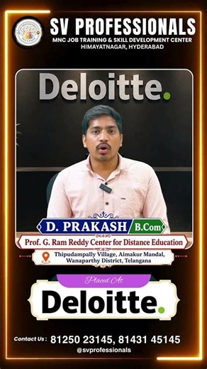 MNC Job Success Story | D Prakash Placed in Deloitte