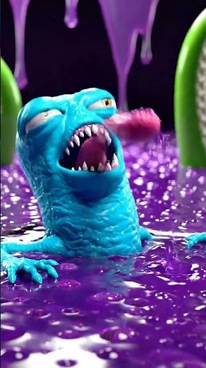 Alien Tongue vs Predator: Gross Macro Gel Showdown! #brainrot #shorts #viral #shortsfeed #fypシ