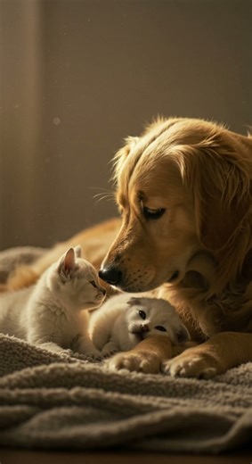 A Kiss Full of Love 💛 Puppy and Kitten’s Sweetest Moment 🐶🐱