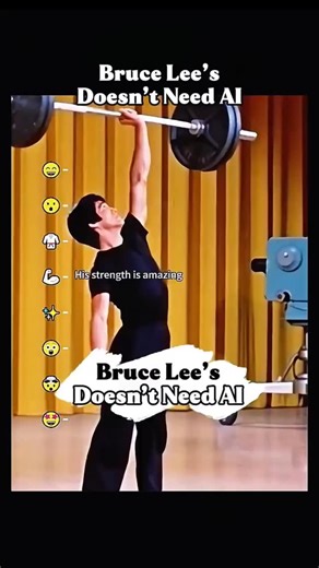 Stranger World on Instagram: "The post shares a 72-second edited video of archival 1970s footage from Bruce Lee's TV appearances, such as one-finger push-ups and nunchaku spins on The Pierre Berton Show, overlaid with captions like "His strength is amazing" to highlight his innate skills. It contrasts Lee's real-world feats with modern AI-generated content, implying his legendary control and speed—documented in biographies like "Bruce Lee: A Life" by Matthew Polly—render digital enhancements unn