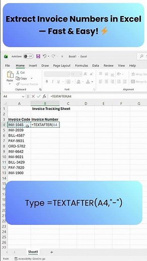 Extract Invoice Numbers in Excel — Fast & Easy!⚡#Shorts