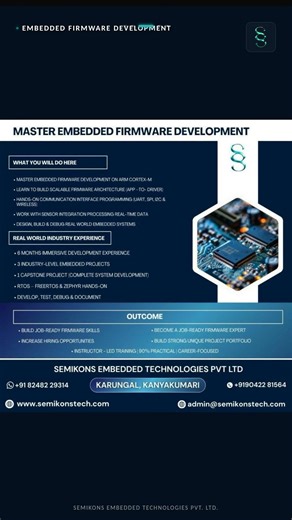 Master Embedded Firmware & Hardware Development | 6-Month Industry Training | Semikons
