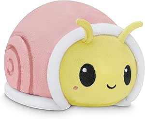 TeeTurtle - The Original Reversible Snail Plushie - Pink + Aqua - Cute Sensory Fidget Stuffed Animals That Show Your Mood!