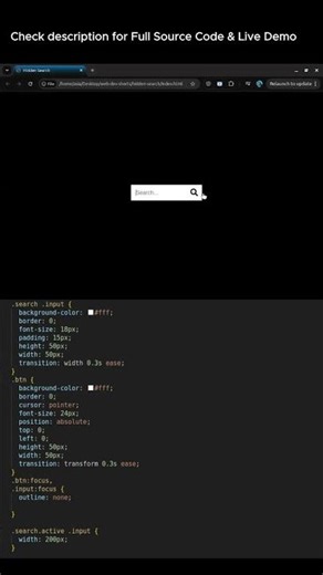 Hidden Search Input Animation | Web Dev Mini Project #viralvideo #trading