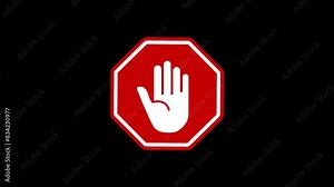 Motion graphic stop icon on black screen. Perfect for clip video elements.