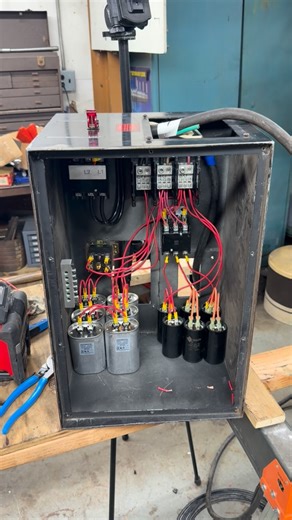 Zariczny Bros on Instagram: "The phase converter project is getting close to being wrapped up. I got all the electronics mounted in the enclosure and all rewired. Once I get the blanking plates, I can start drilling the holes for the cables coming out of the box. #machinist #cncmachining #workshop #restoration #blacksmith"