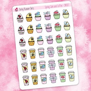 Frühlingskuchen und Kaffee Sticker - Etsy.de