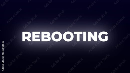 Rebooting restart digital loading screen rolling text ideal for technological interfaces, system updates, or introductory animations in video production.