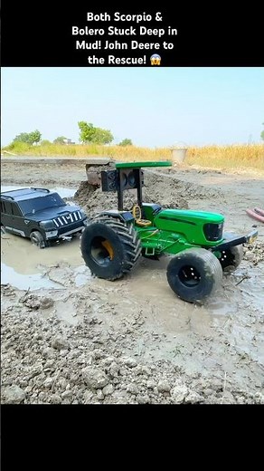 Scorpio and Bolero Stuck in Mud | John Deere Tractor Powerful Rescue 🚜💪