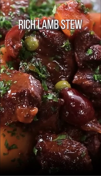 Rich Lamb Stew. Italian-inspired with honey and caramelized onion